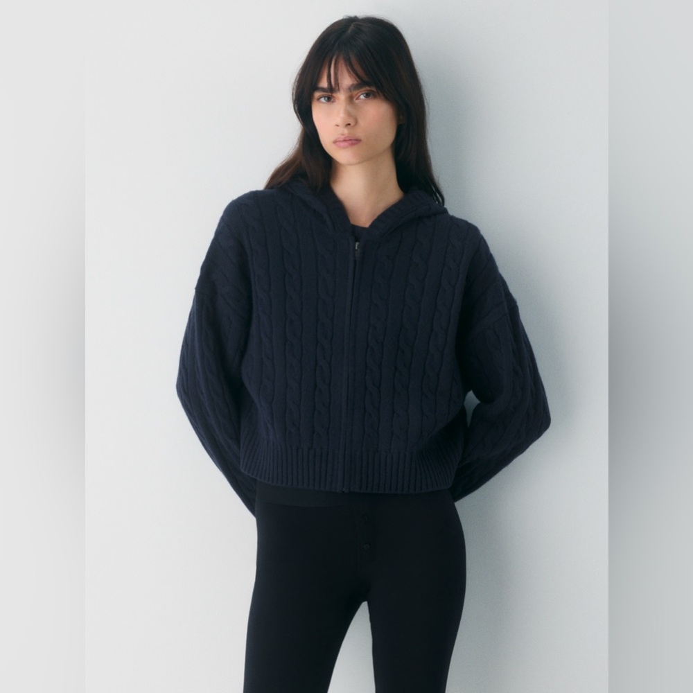Aritzia Navy Cable Knit Sweater